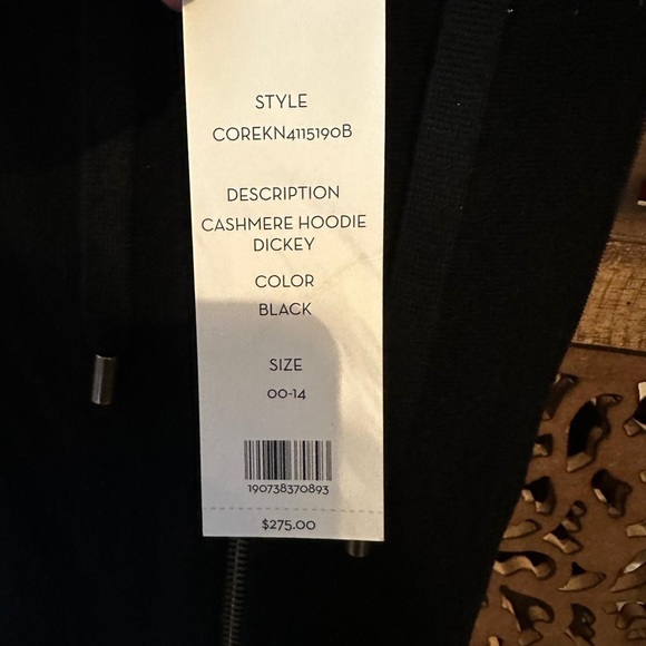 NEW NWT Veronica Beard Cashmere Hoodie Black 00-14 & Cuffs - Picture 4 of 5